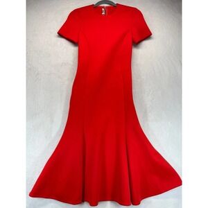 MCQ by Alexander McQueen Red Midi Dress Fit & Flare Short Sleeve Career Party XS